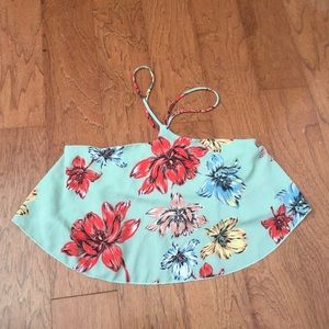 Mikey and Joey Teal Floral Flowy Halter Neck Summery Tank Size S Lightweight